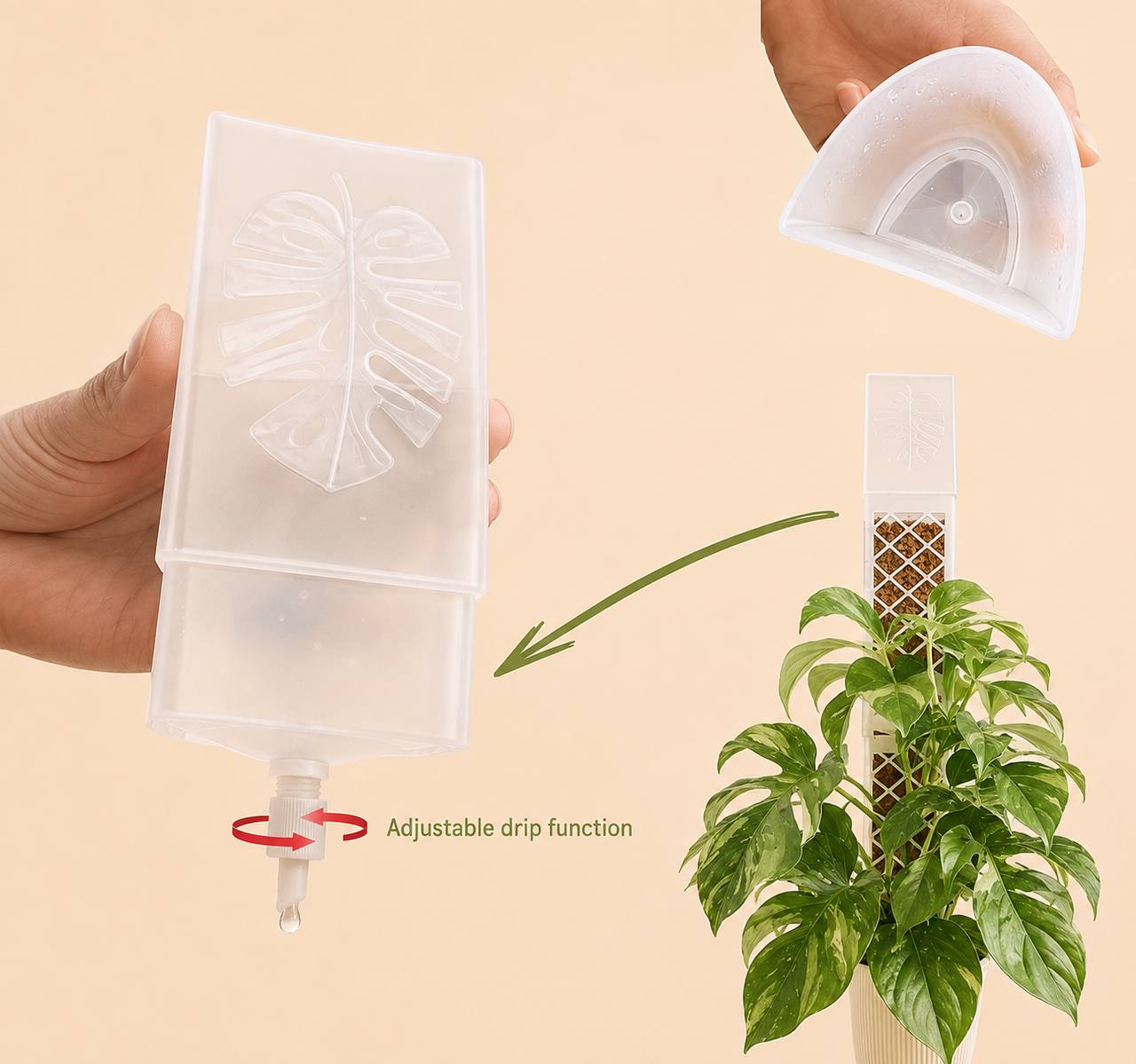D-Shaped Self-Watering Drip Irrigation System for Moss Poles